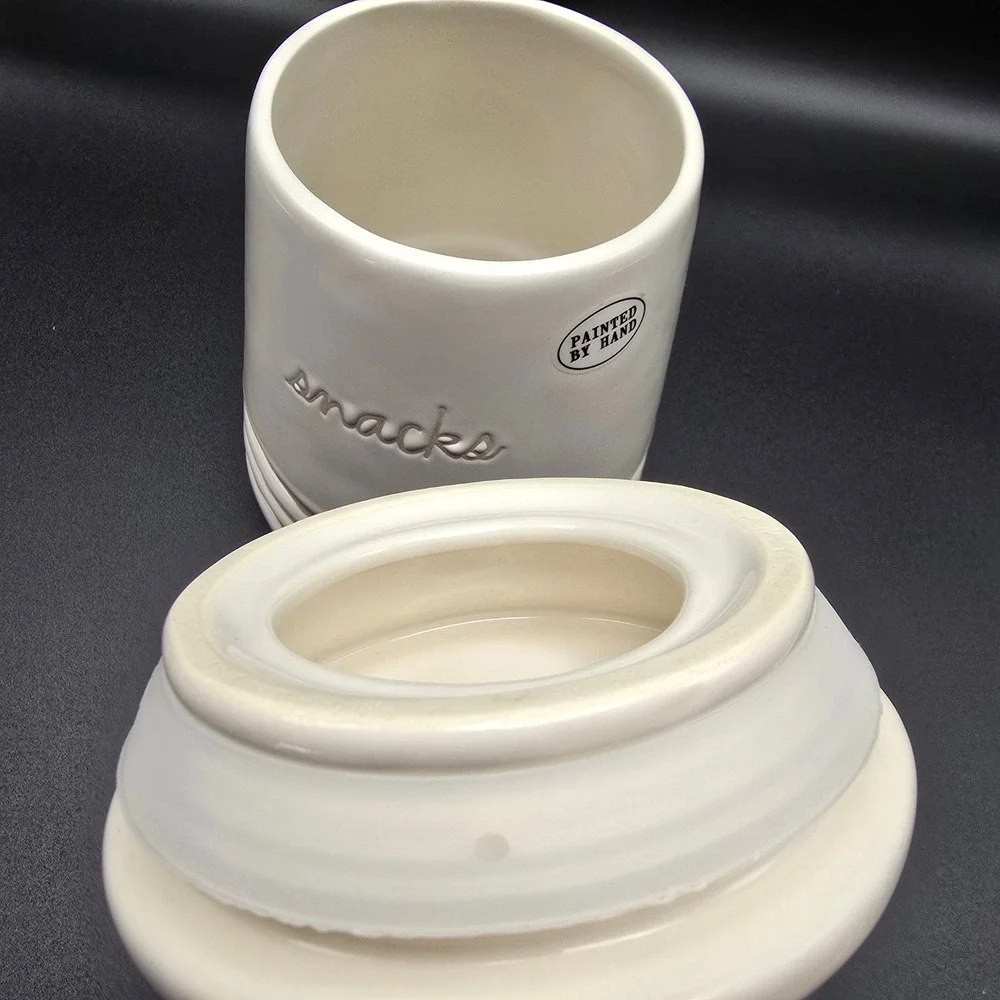 Rae Dunn Artisan Collection‎ Snacks Hand Painted Ceramic Treat Jar with Lid